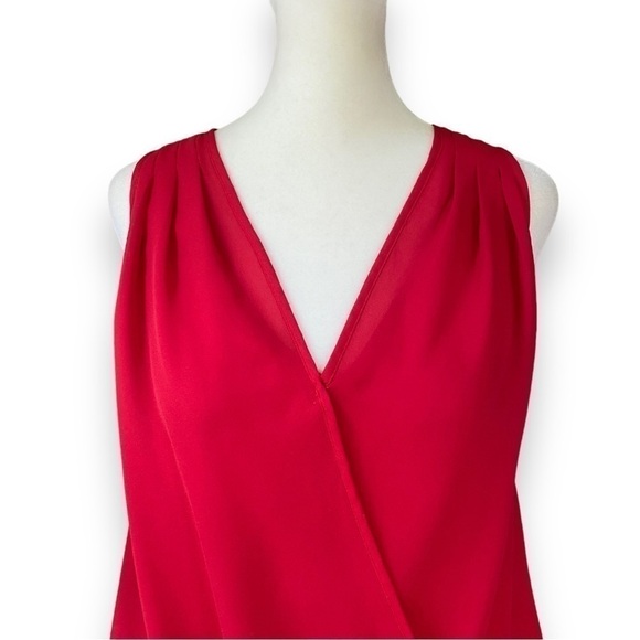 H&m Red Surplice Neck Sleeveless Chiffon Blouse | Size 2 - Picture 2 of 11